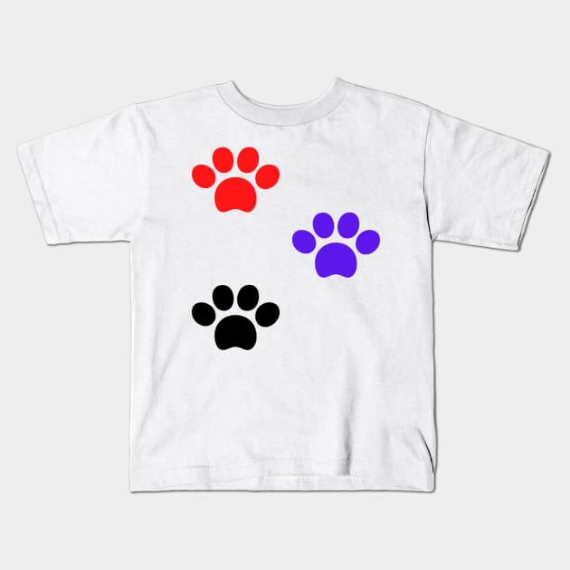 blue red black dog paws design Kids T-Shirt by Artistic_st